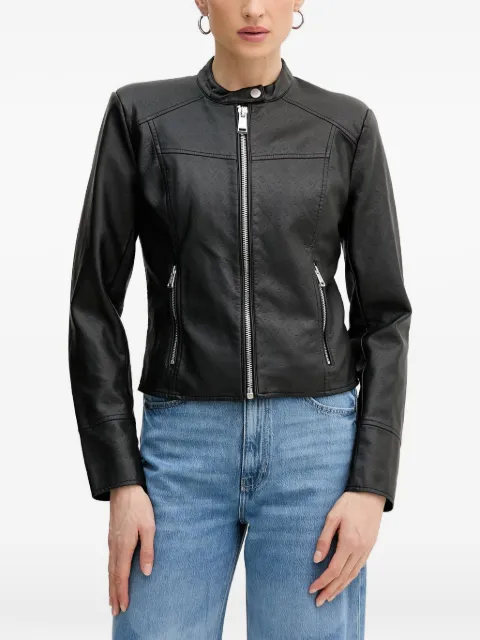 GUESS USA monogram-embossed zip-up jacket Black W6GL09W1834