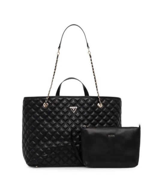 GUESS USA Giully quilted logo-plaque tote bag Black HWQG9673290