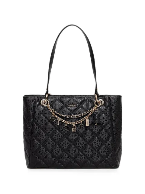 GUESS USA Libby quilted charm-detail tote bag Black HWGG9912250