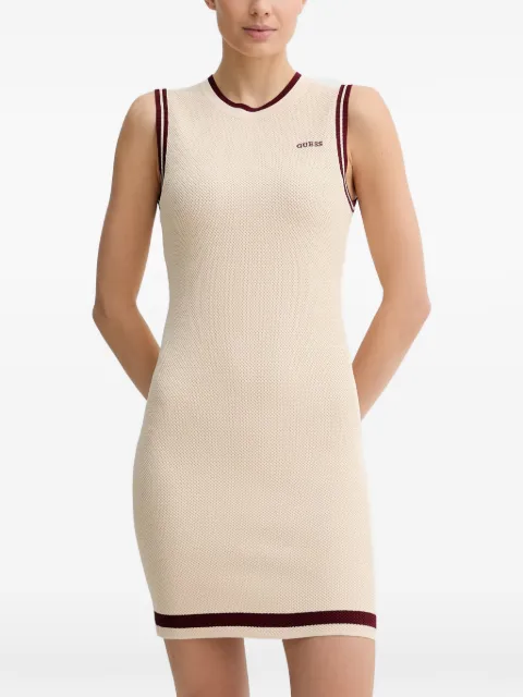 GUESS USA logo-embroidered contrast-trim mini dress Neutrals V6GK04Z0648