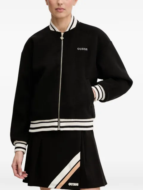 GUESS USA logo-embroidered striped-trim jacket Black V6RL00WM072