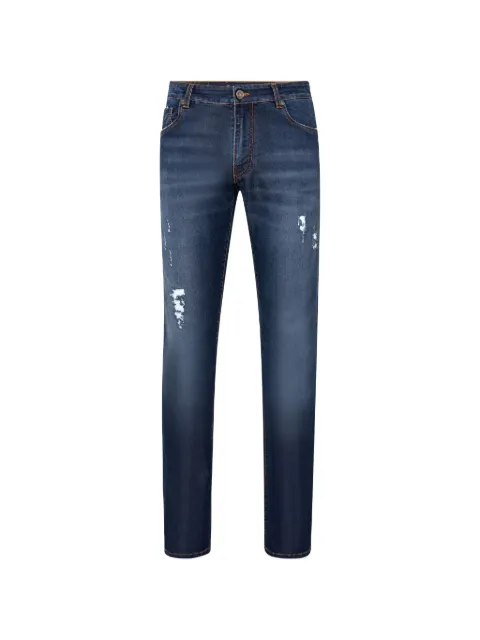 Billionaire distressed-detailing straight-leg cotton trousers Blue W19CMDT1716BTE001N