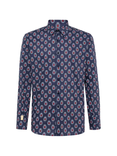 Billionaire lion rampant print shirt Blue I19CMRP0897BTE002N