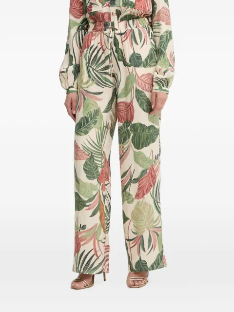 GUESS USA leaf-print wide-leg trousers Neutrals W6GB07W1781