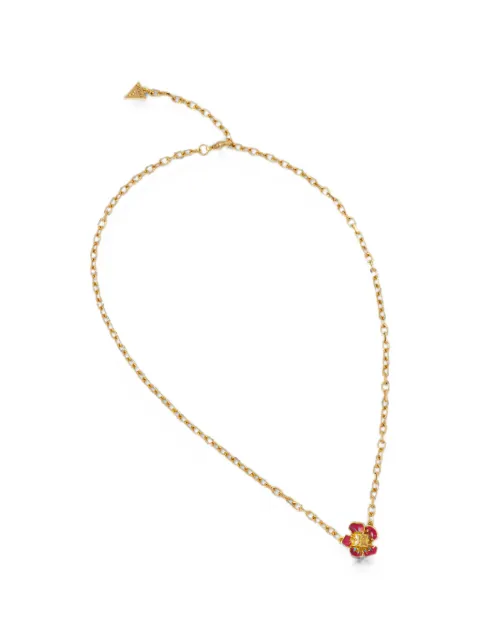 GUESS USA flower-pendant cable-link necklace Gold JUBN06107JW