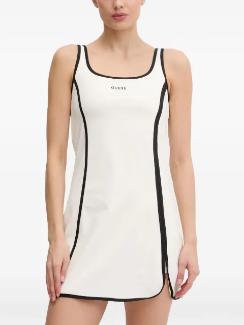 GUESS USA piped-trim sleeveless mini dress and panties set White V6GK06K2997