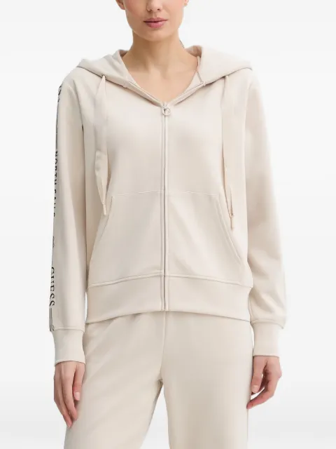GUESS USA logo-tape zip-up hoodie Neutrals W6GQ03K2656