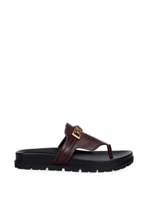 GUESS USA Farron logo-plaque thong sandals Brown FLJFRRLEA03