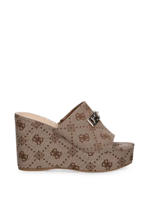 GUESS USA Evenza logo-pattern wedge sandals Neutrals FLJEVZFAL04