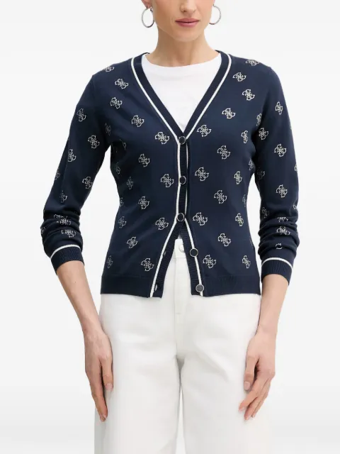GUESS USA crystal-embellished logo-print cardigan Blue W6GR18Z0605