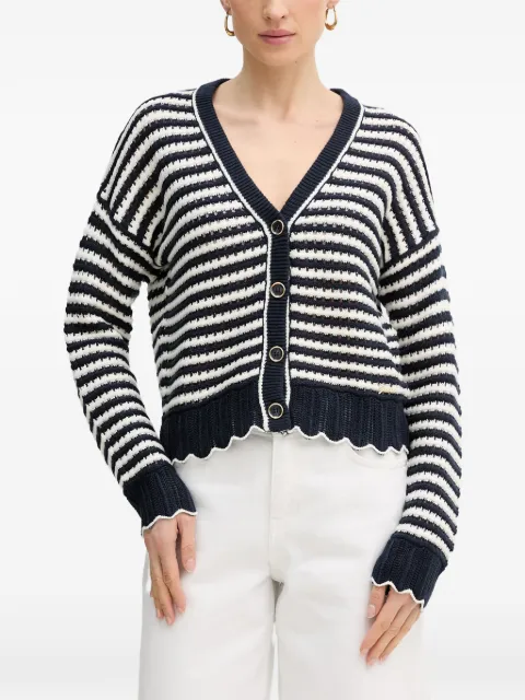 GUESS USA striped scalloped-hem cardigan Blue W6GR24Z0657
