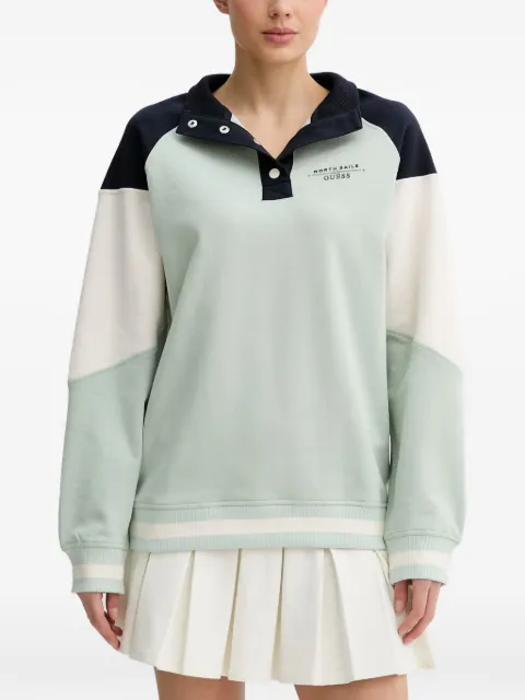 GUESS USA colour-block raglan-sleeve sweatshirt Green W6GQ12K3481