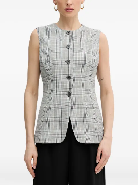 GUESS USA Carla check-pattern button-up top Grey W6GN10W2139