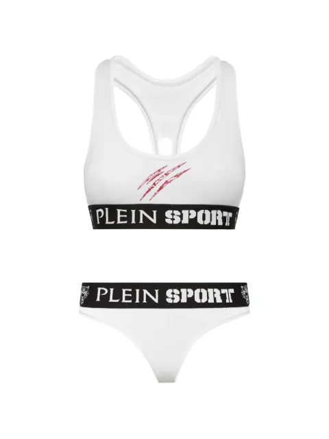 Plein Sport scratch-print logo-waistband underwear set White PADCWJU0062SJY001N
