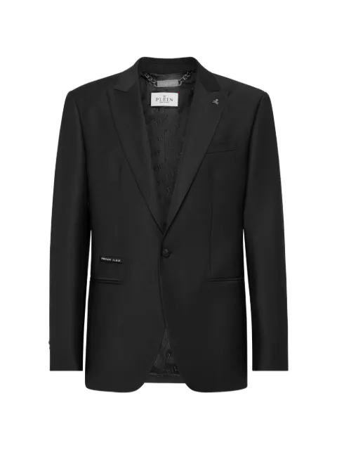 Philipp Plein smiley face-print blazer Black SAECMRF1881PTE076N
