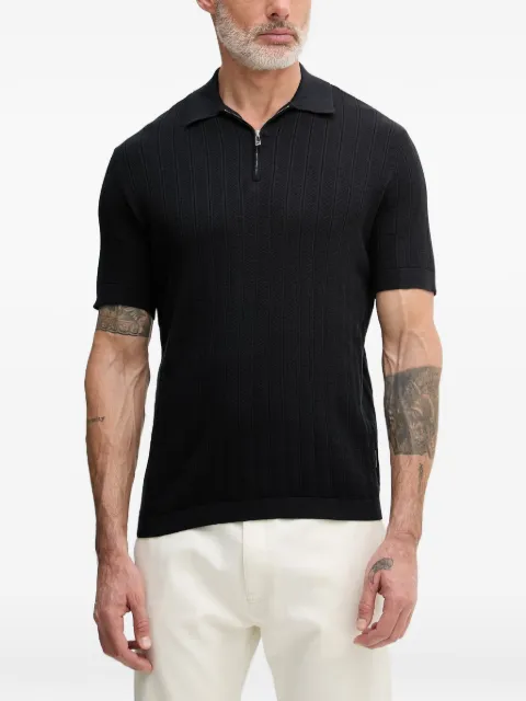 Armani Exchange ribbed zip-fastening polo shirt Blue XM002438AF22249
