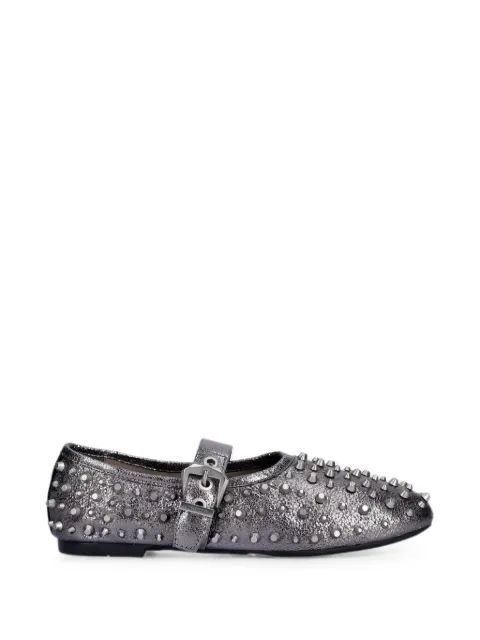 AllSaints stud-embellished buckle-fastening ballet flats Grey W089FE