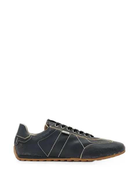 AllSaints Liam contrast-stitch leather sneakers Black M043FE