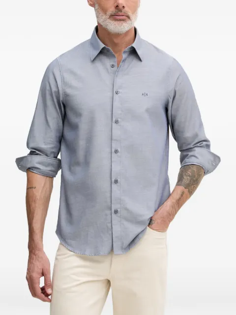 Armani Exchange logo-embroidered long-sleeve shirt Blue XM002112AF22548