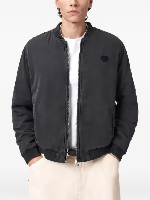 AllSaints heart-patch cotton bomber jacket Black M057OD