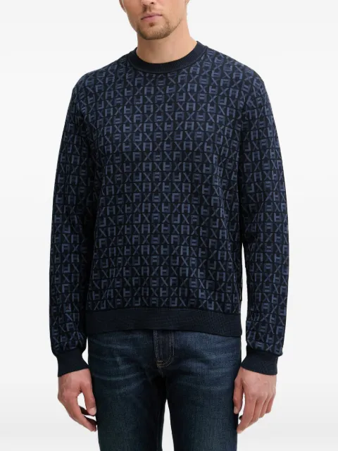 Armani Exchange monogram-pattern sweater Blue XM002441AF22252