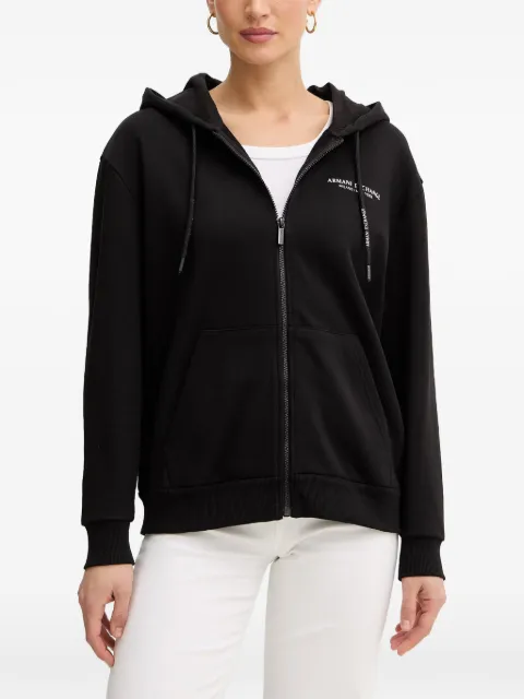 Armani Exchange logo-print zip-up hoodie Black XW001452AF10830