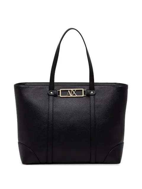 Armani Exchange logo-plaque pebbled-effect tote bag Black XW002608AF15632