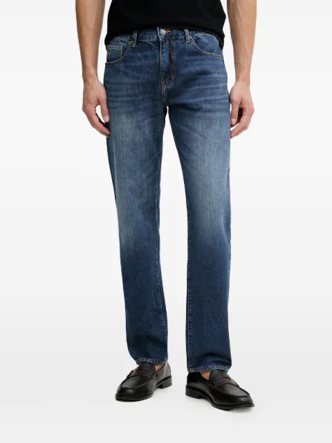 Armani Exchange logo-embroidered faded jeans Blue XM000069AF24455