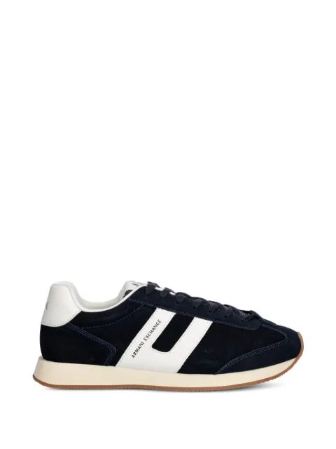 Armani Exchange logo-print panelled sneakers Blue XM002689AF17447