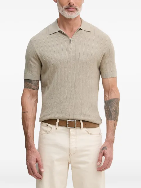 Armani Exchange ribbed-knit zip-fastening polo shirt Neutrals XM002438AF22249