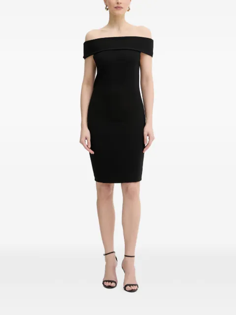 Armani Exchange Ottoman off-shoulder logo-embellished mini dress Black XW001742AF21295
