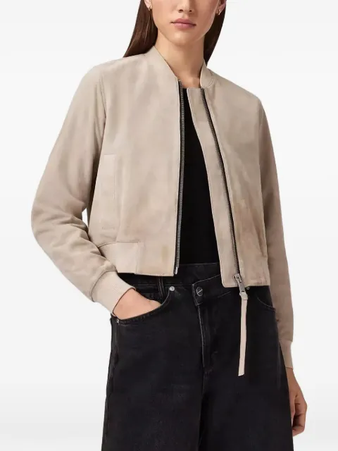 AllSaints Orten suede-finish zip-fastening jacket Neutrals W041LD