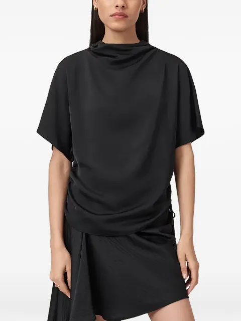 AllSaints Leslie ruched cowl-neck top Black W024PD