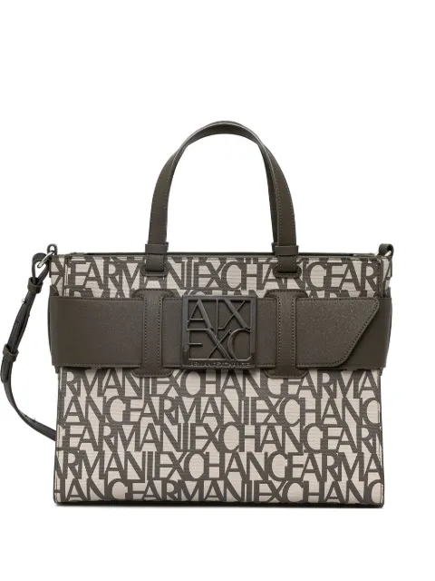 Armani Exchange logo-print buckle-detail tote bag Neutrals 9426893F742
