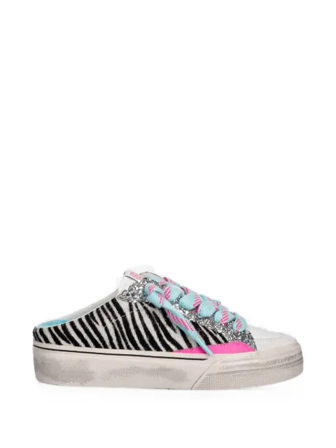 Crime London Soho zebra-print glitter sneakers White 29551PP8