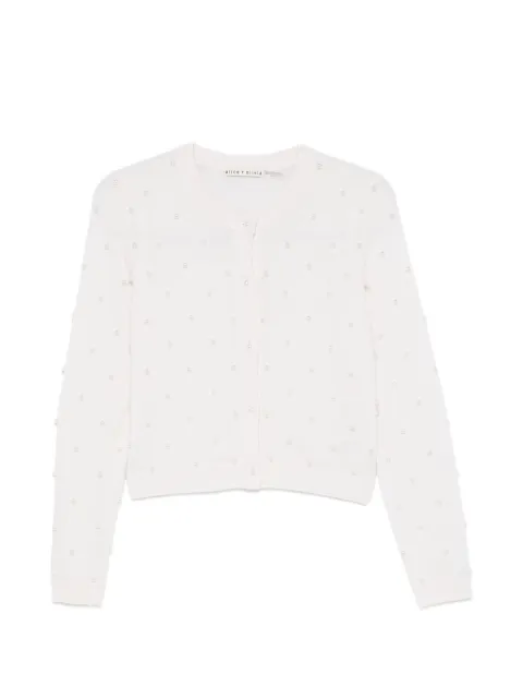 alice + olivia faux-pearl embellished cardigan White CC510529707