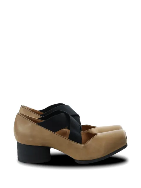 Uma Wang cross-strap square-toe pumps Brown US9101UW029HIGHBALLET