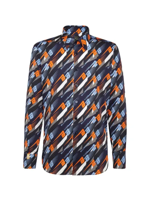 Billionaire Milano Cars Racing patterned shirt Blue W20CMRP1322BTE002N