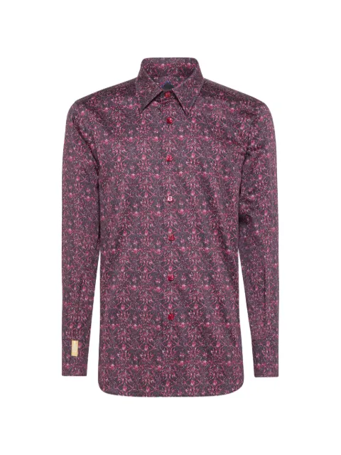 Billionaire Crest slim-fit baroque-print shirt Black O19CMRP1072BTE004N