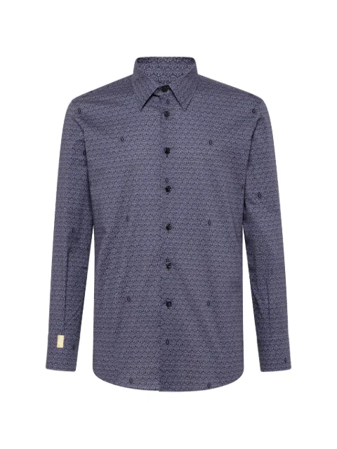 Billionaire lion-print button shirt Blue I19CMRP0908BTE002N