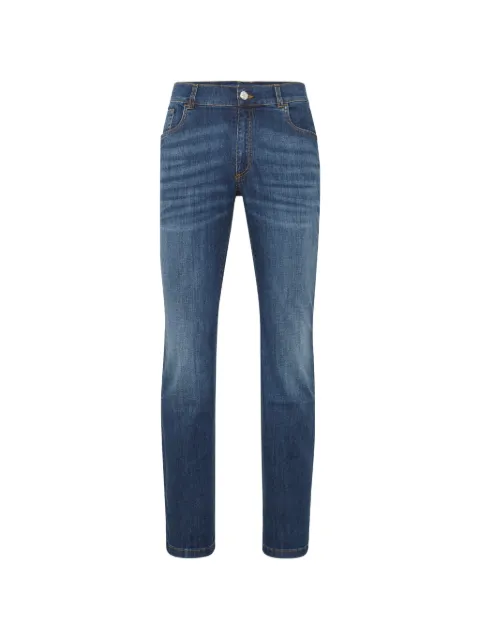 Billionaire logo-patch denim jeans Blue B19CMDT1364BTE001N