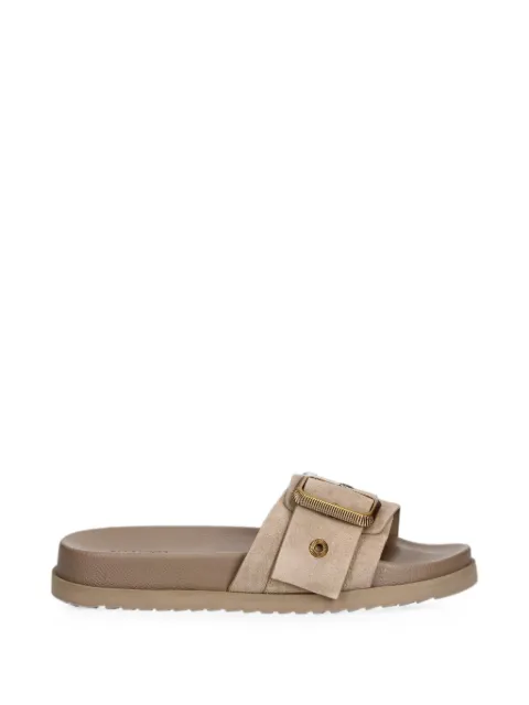 AllSaints Ellie Western buckle-detail slides Neutrals W039FE