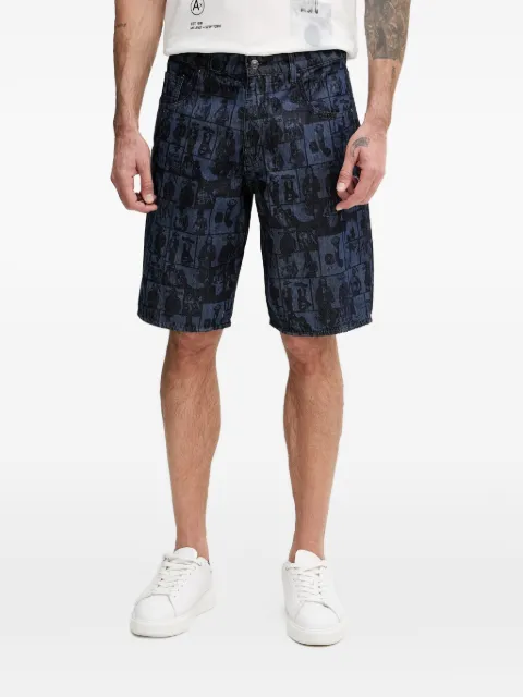 Armani Exchange graphic-print denim shorts Blue XM000658AF24509