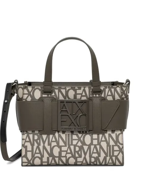Armani Exchange logo-print buckle-detail tote bag Green 9426903F742