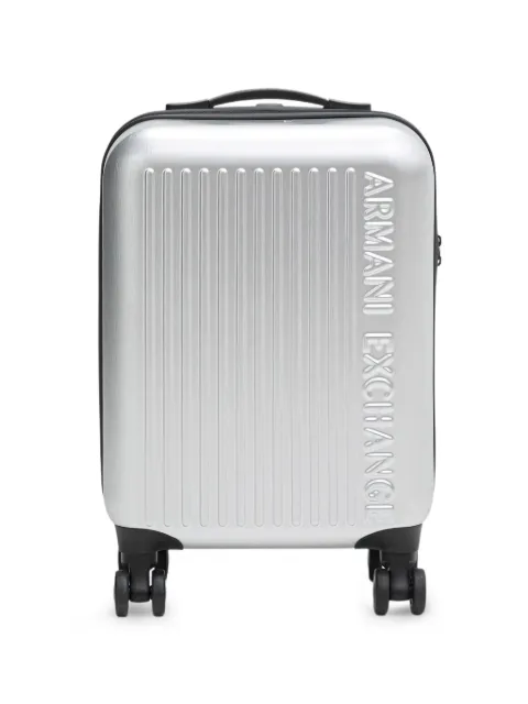 Armani Exchange logo-embossed ridged luggage Silver XW002233AF21472
