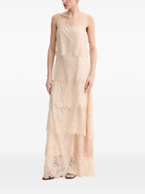Aniye By Silva tiered lace-overlay maxi dress Neutrals 185276