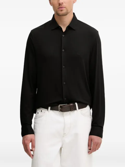 Armani Exchange logo-embroidered long-sleeve shirt Black XM002370AF21936
