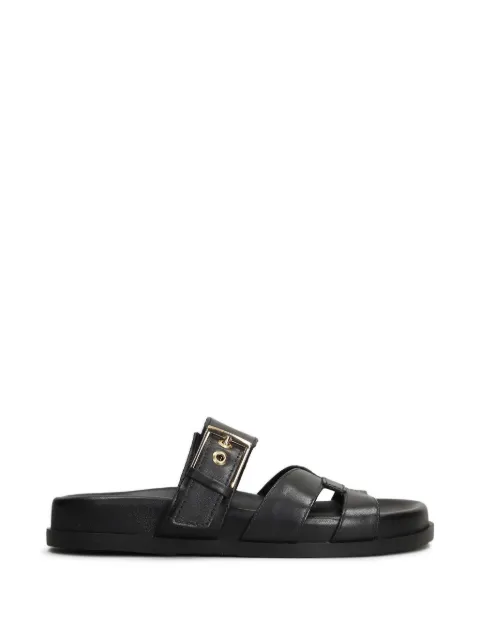 Arezzo buckle-fastening leather flat sandals Black A1201600820006
