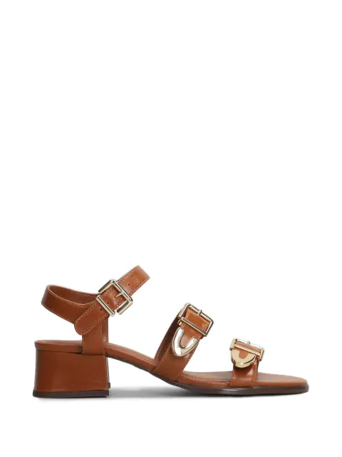 Arezzo buckle-detail leather heeled sandals Brown A1366600020005