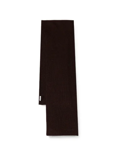 Lanvin ribbed-knit logo-embroidered scarf Brown 710009252